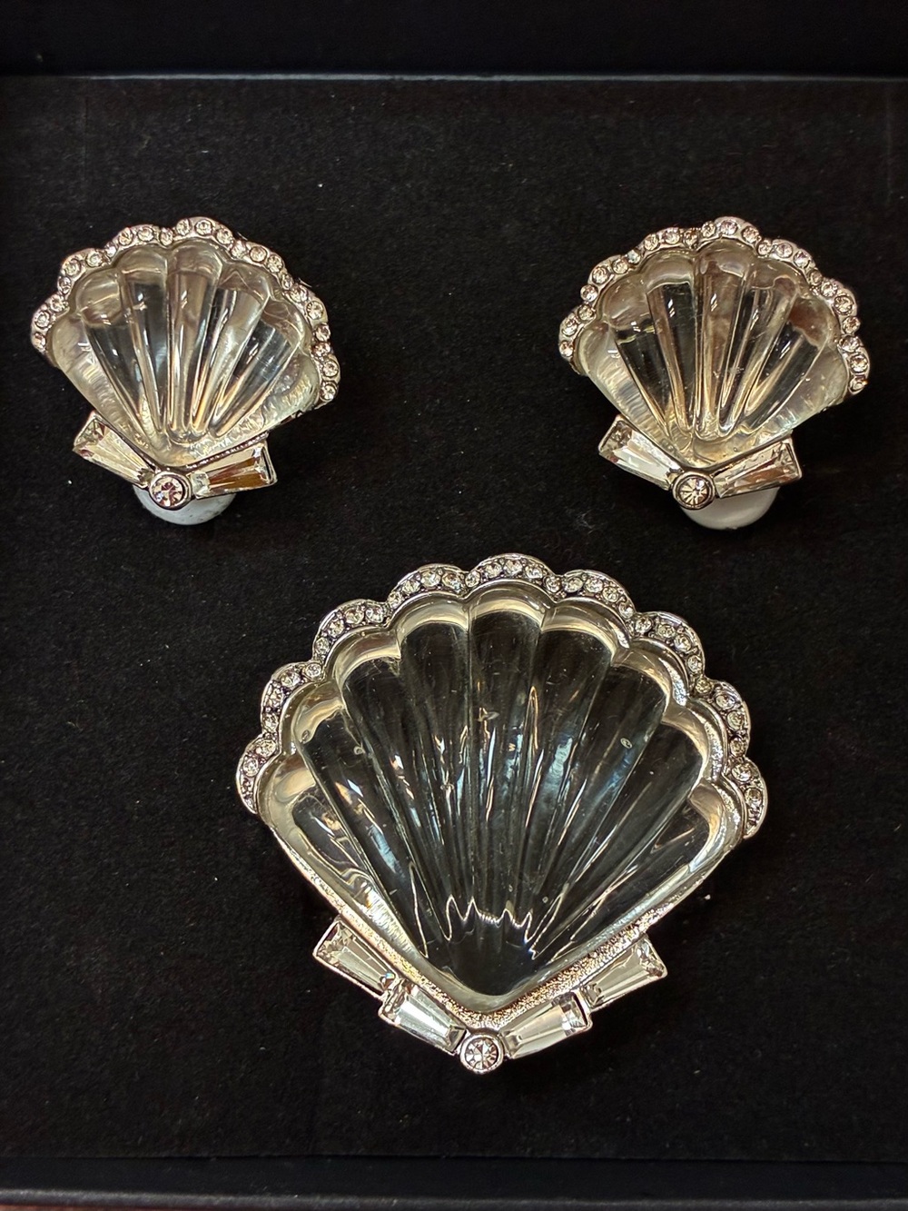 TRIFARI Vintage Alfred Philippe Jelly Belly Lucite Clam Shell Brooch&Earrings
